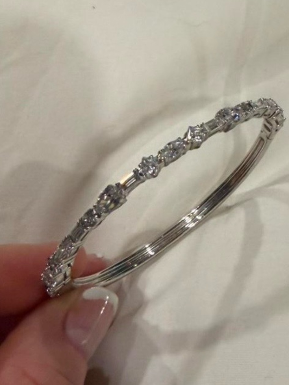 Nordstrom Silver Crystal Tennis Bangle Bracelet